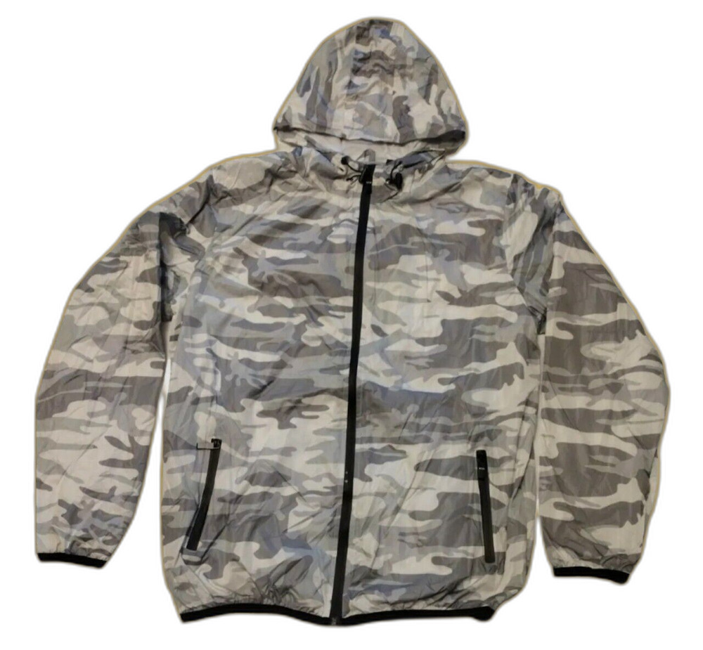 Riflessi Gray Camo Lightweight Jacket Hoodie Size XL Extra Large Zip Coat